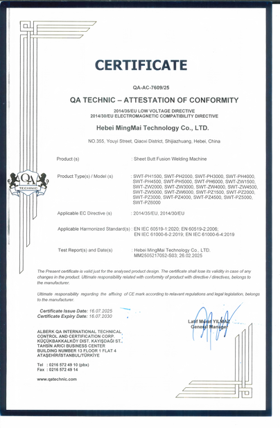 Porcelana Hebei Mingmai Technology Co.,Ltd certificaciones