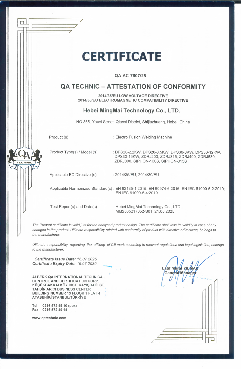 Porcelana Hebei Mingmai Technology Co.,Ltd Certificaciones